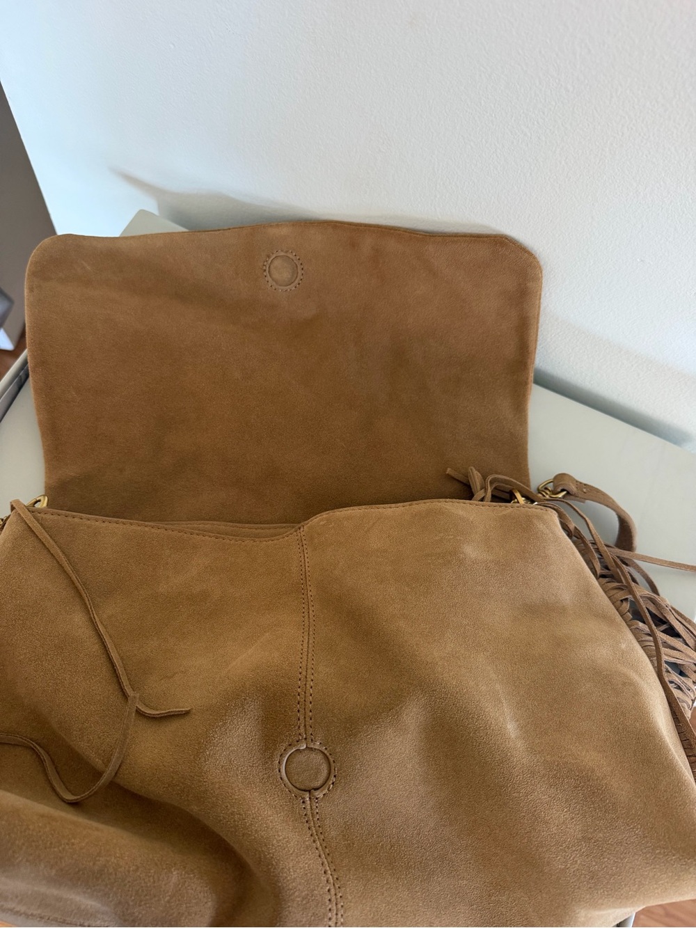 Zara Tan Suede Fringe Shoulder Bag - Picture 4 of 6